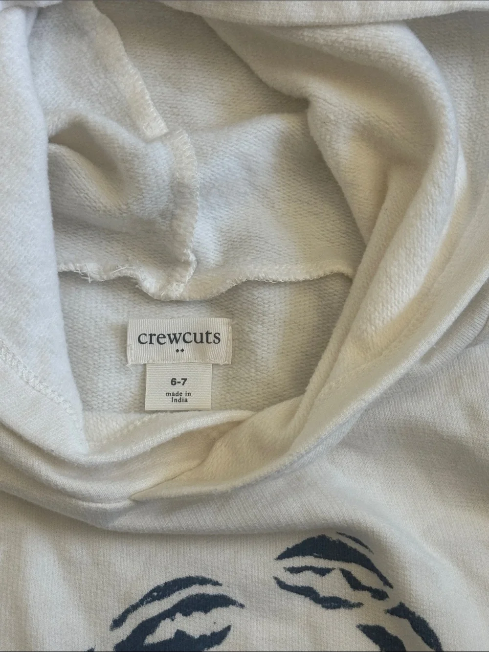 Crewcuts White Hoodie Sweater with Navy Crab Print